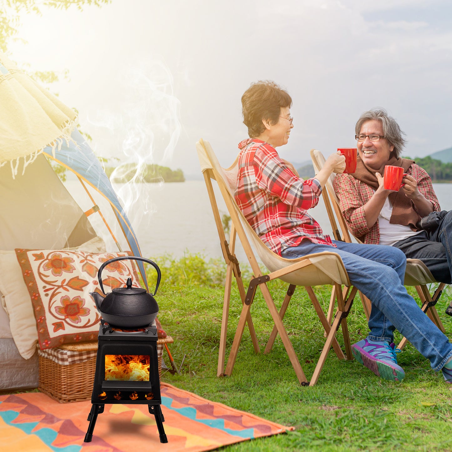 Black Wrought Iron Portable Camping Stove