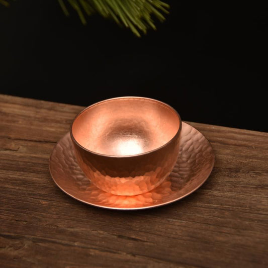 Pure Copper Handmade Cup And Plate Set