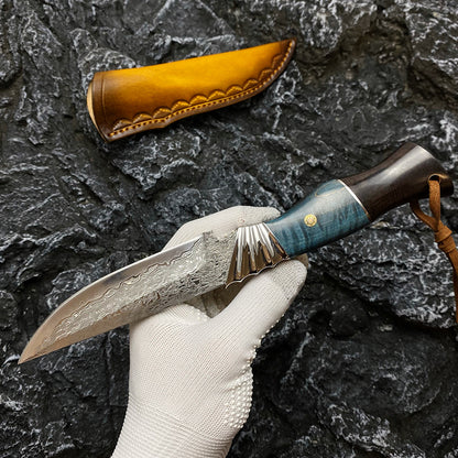 Lingque Damascus Steel Field Knife