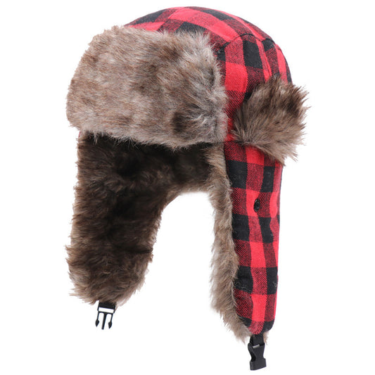 Plaid Lei Feng Winter Trapper Hat