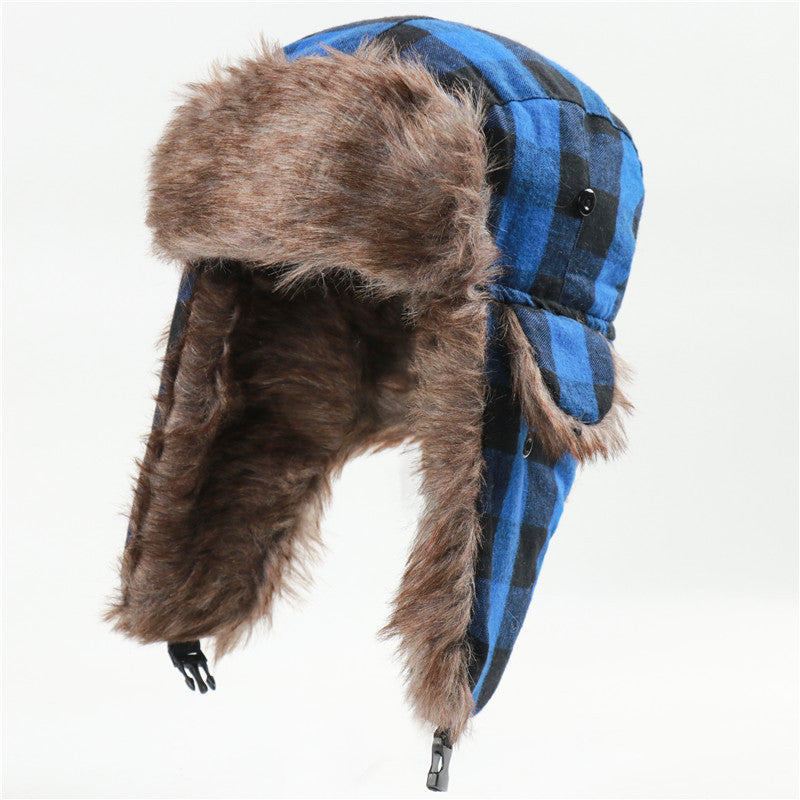 Plaid Lei Feng Winter Trapper Hat