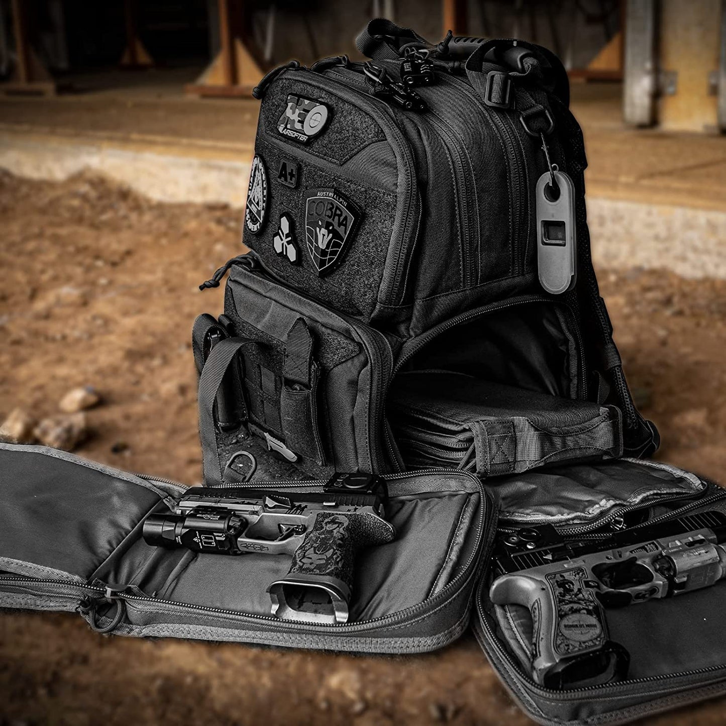 Tactical Backpack + 3 Pistol Carrying Case