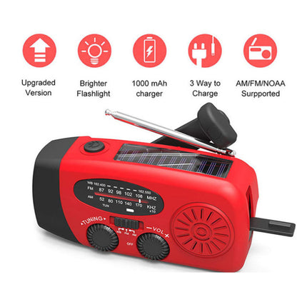 Solar Hand-Crank USB Charging Radio/Flashlight