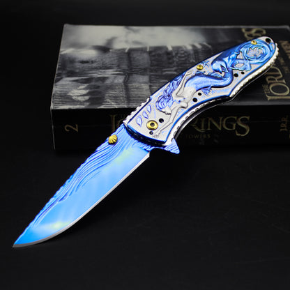 Mermaid Blue Steel Folding Knife