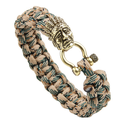 Indian Metal Survival Paracord Bracelet