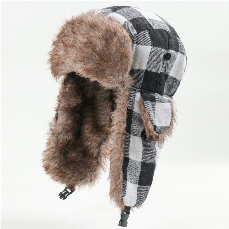 Plaid Lei Feng Winter Trapper Hat