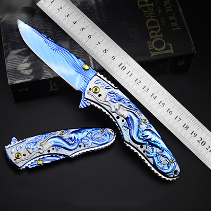 Mermaid Blue Steel Folding Knife