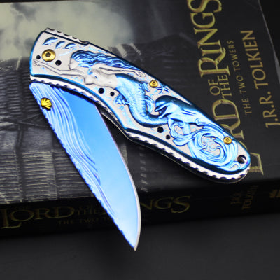 Mermaid Blue Steel Folding Knife