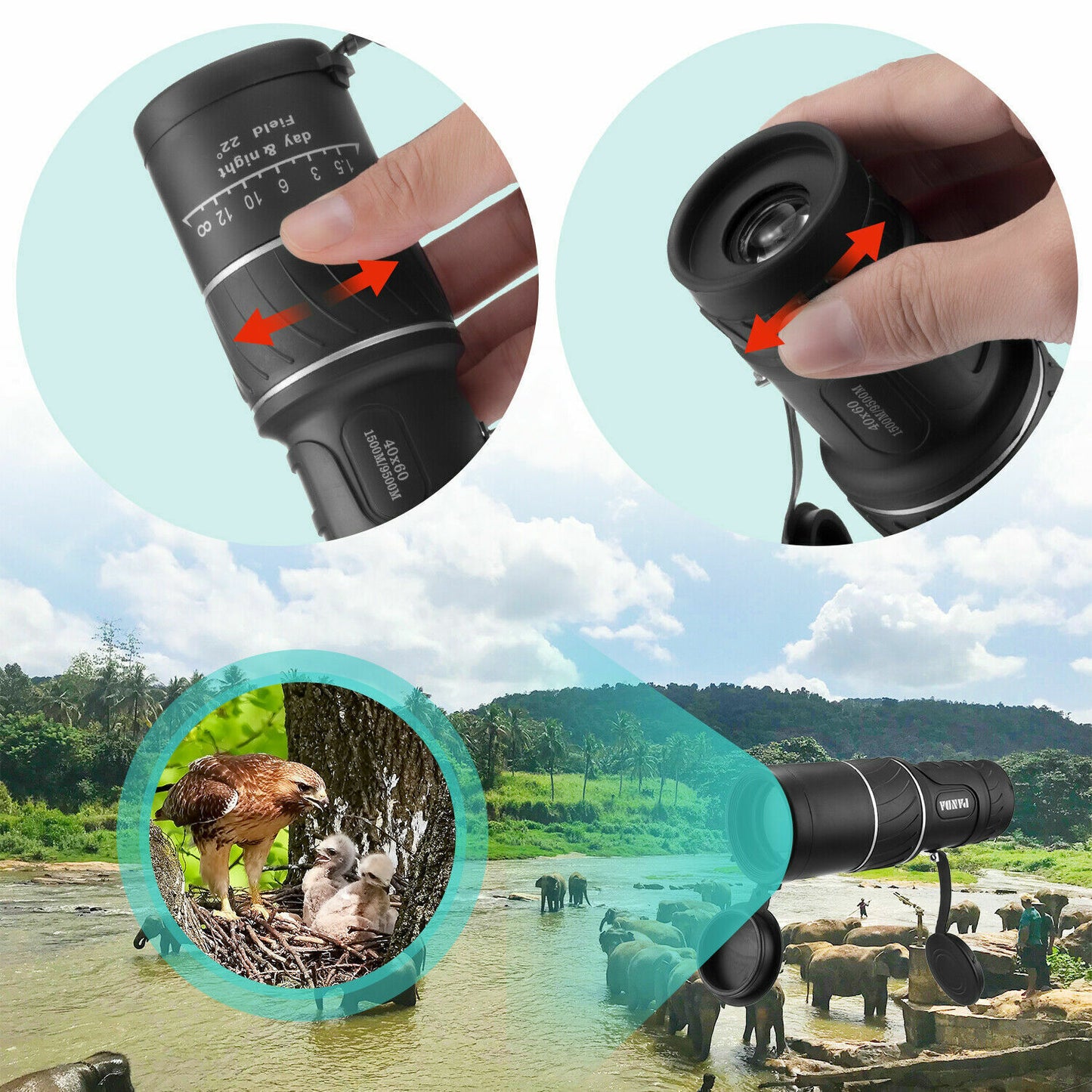 40x60 Night Vision HD Optical Monocular