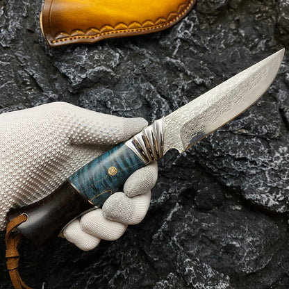 Lingque Damascus Steel Field Knife