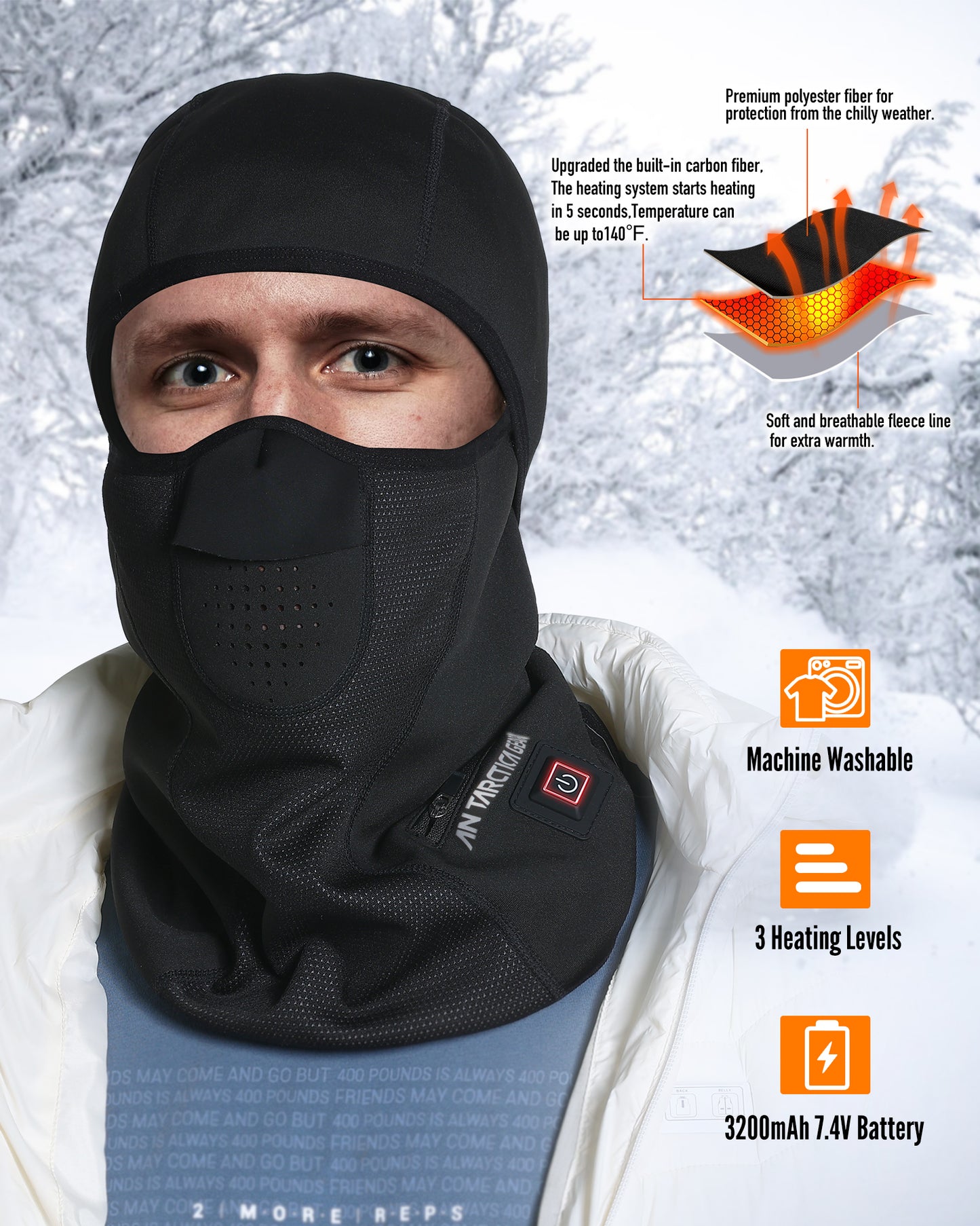 Heated Balaclava Ski Mask