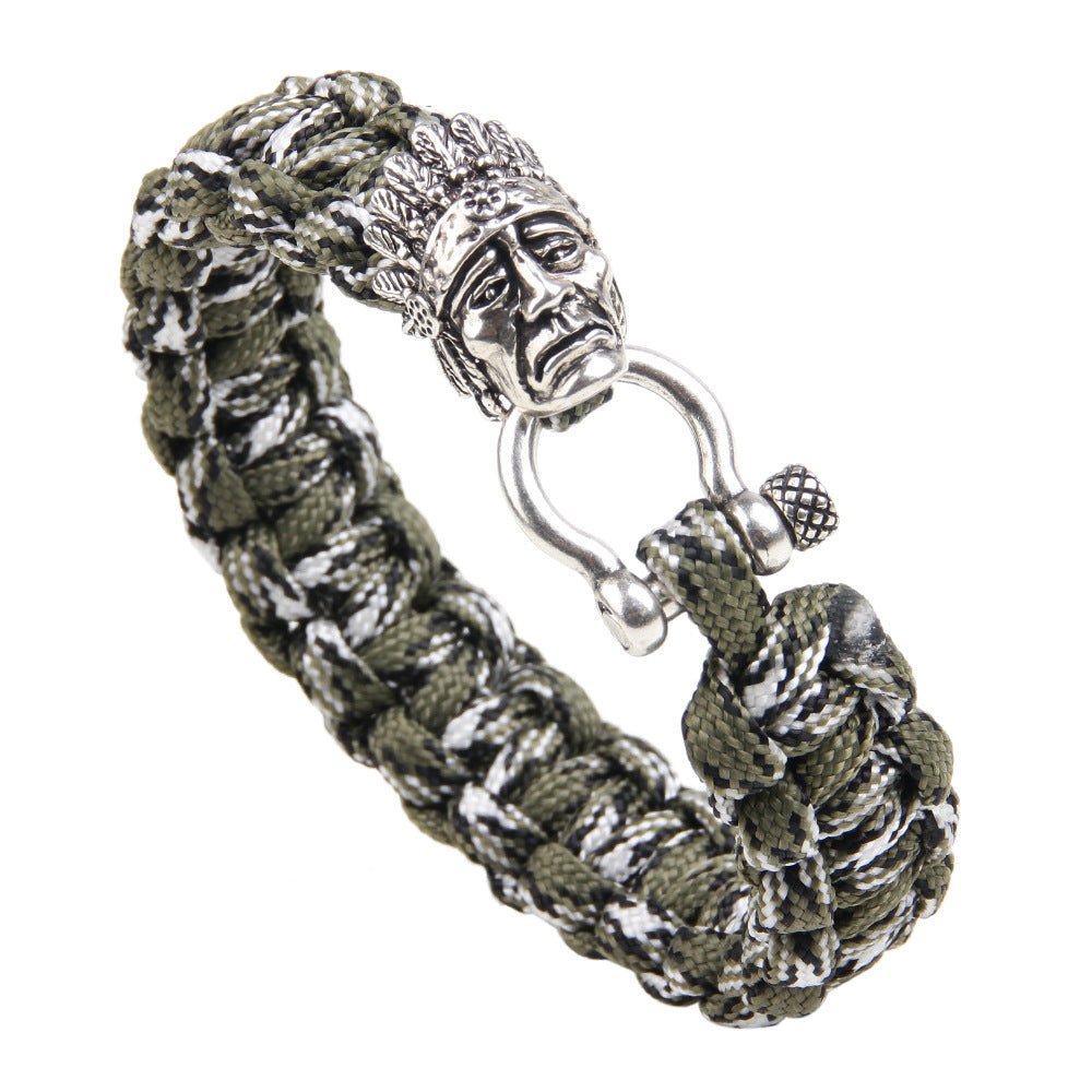 Indian Metal Survival Paracord Bracelet