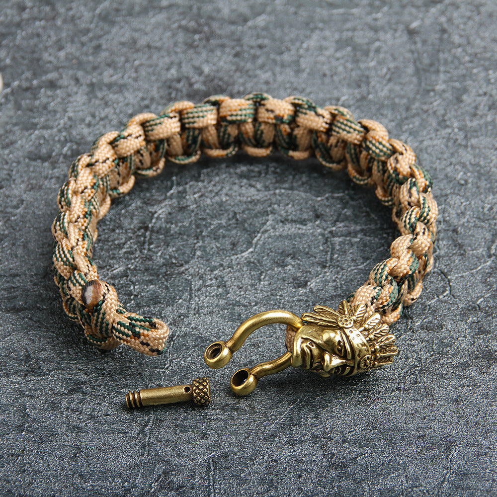 Indian Metal Survival Paracord Bracelet