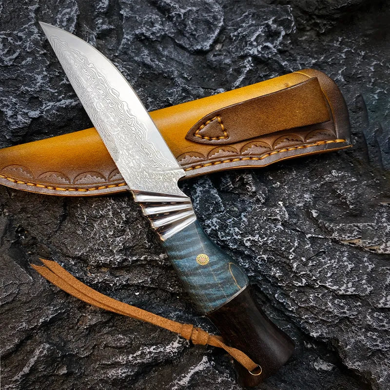 Lingque Damascus Steel Field Knife